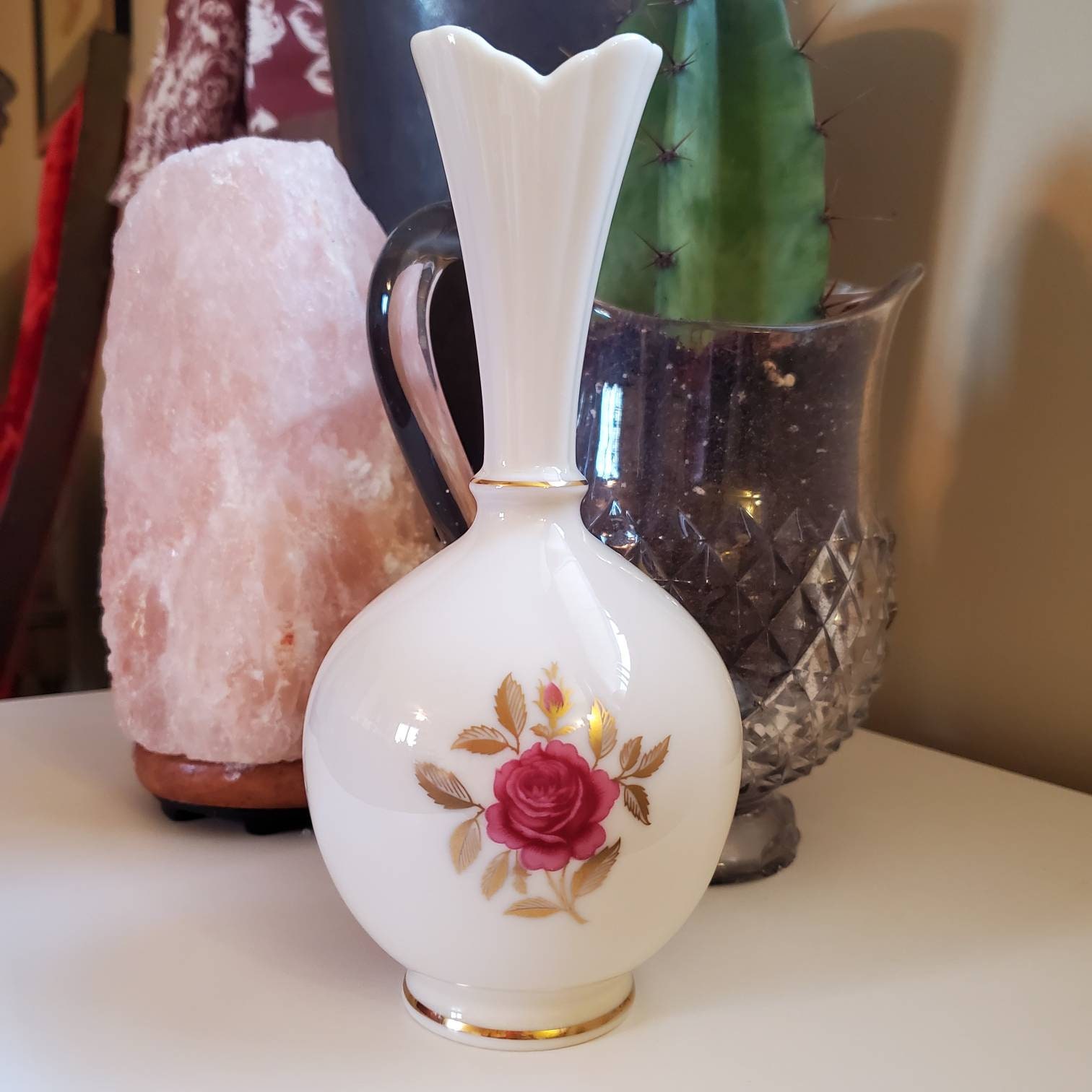 Vintage Lenox Bud Vase with Rose 24 kt Leaves Made in the Etsy
