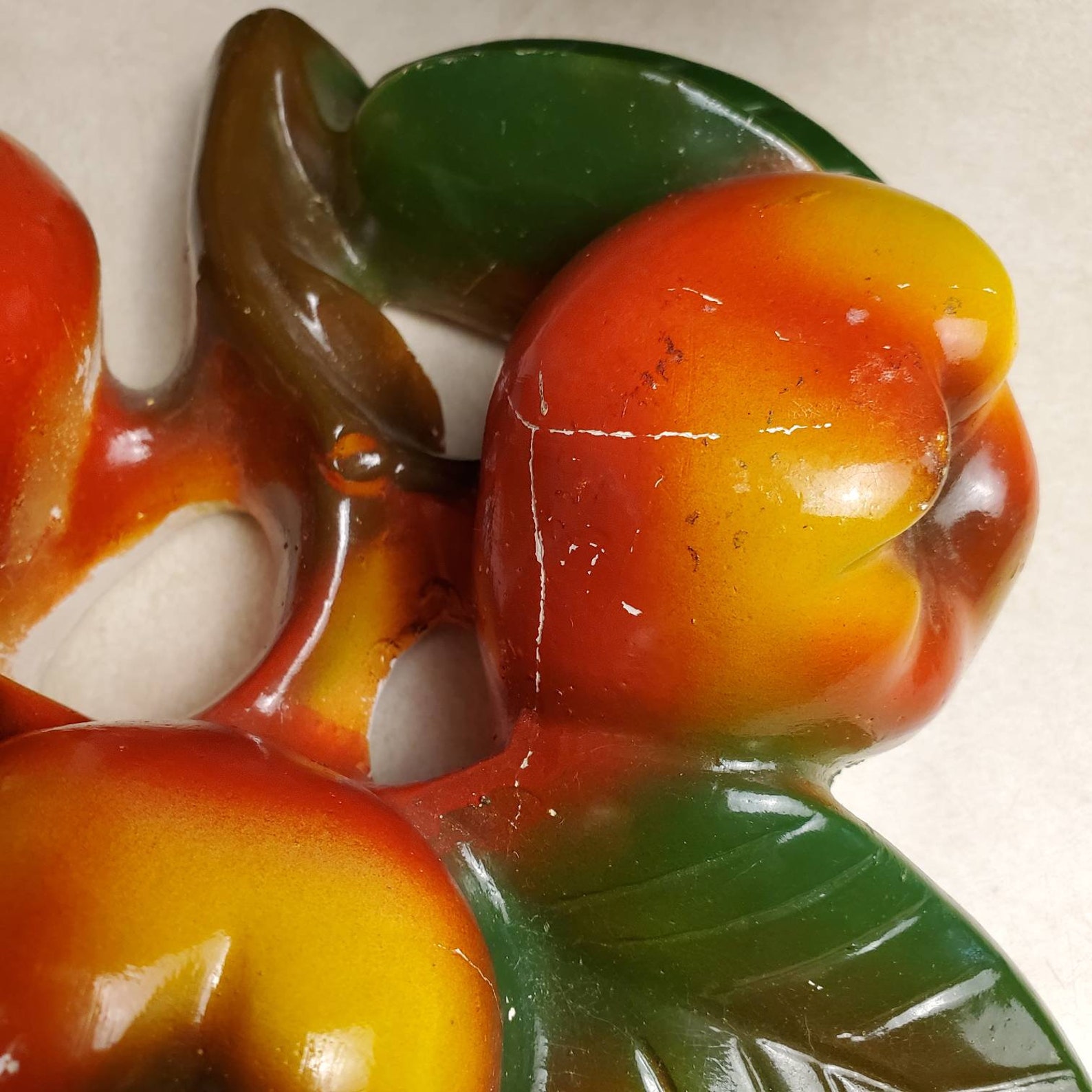 Vintage Chalkware Apples on Branch Mid Century Modern Kitchen Etsy