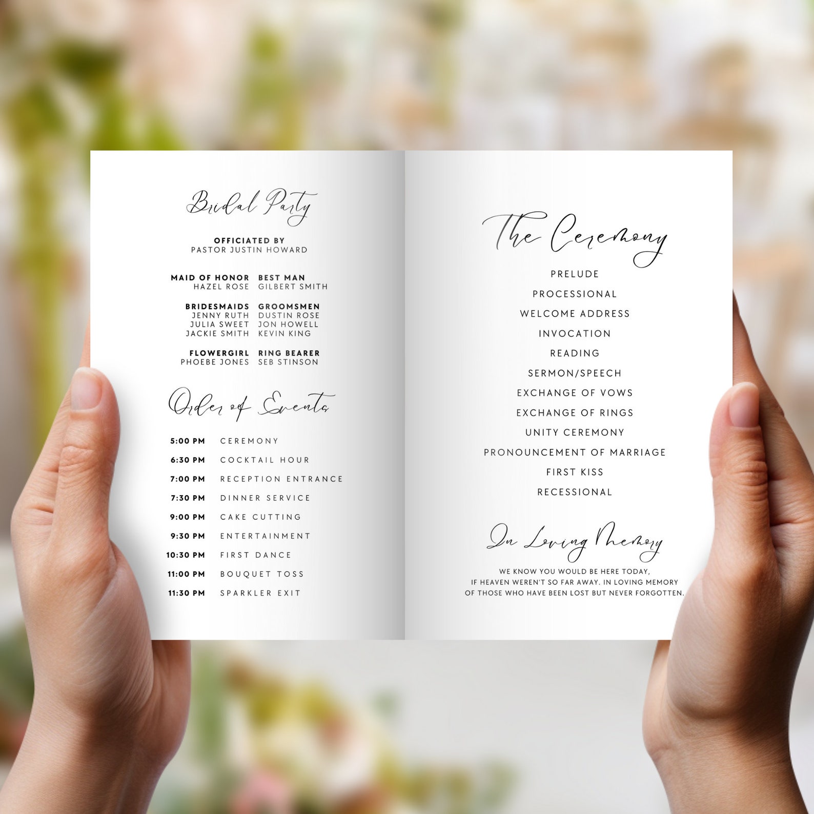 Wedding Program Booklet Template, Folded Ceremony Printable, DIY ...