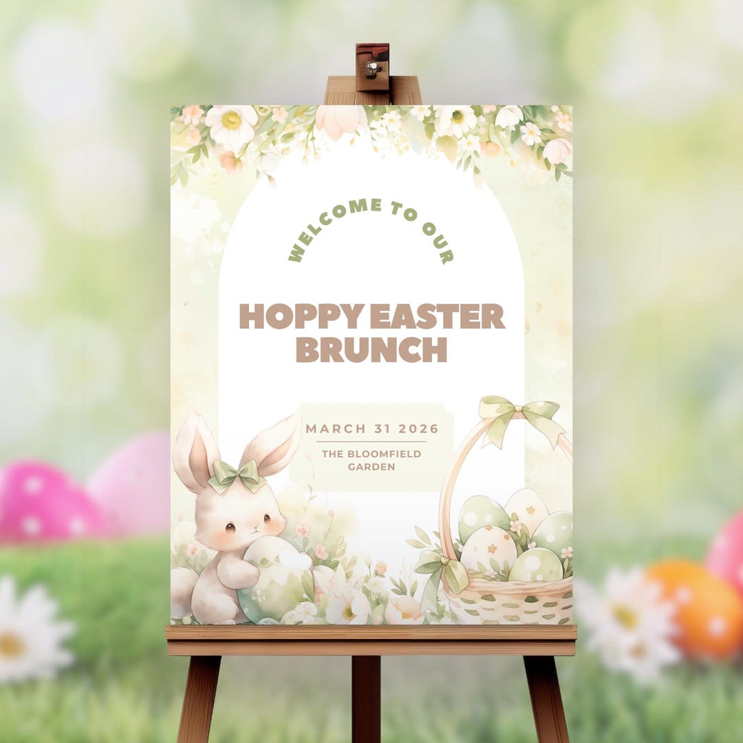 Easter Welcome Poster Template Sign, Egg Hunt Printable, Custom ...
