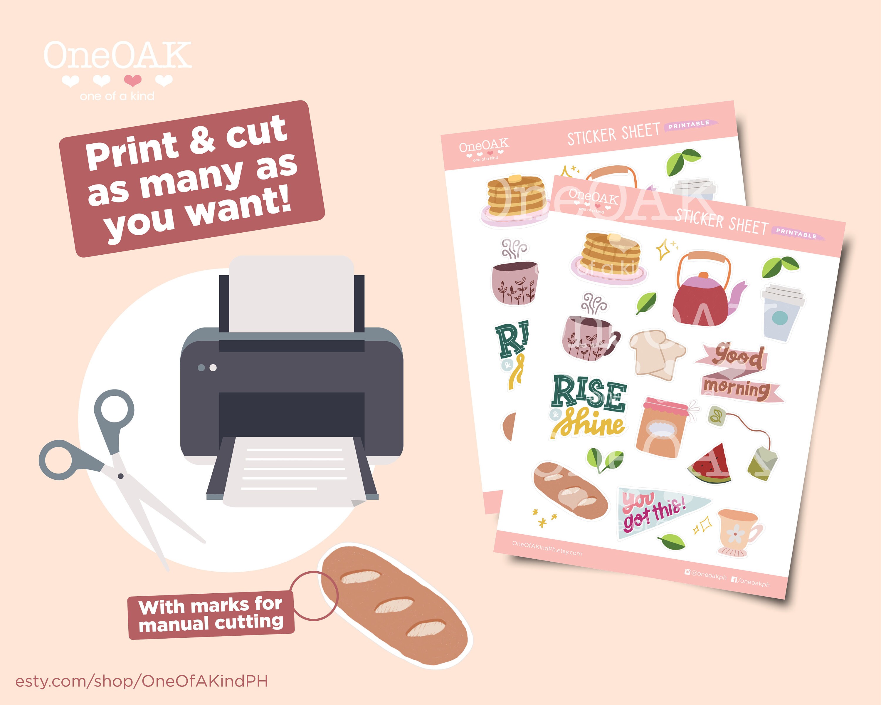Breakfast Sticker Printable Breakfast Sticker Sheet Cute | Etsy
