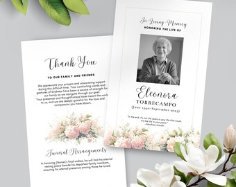 Funeral Program With Photo Editable Template, Printable Order of Service Program, Memorial Ceremony, Celebration of Life, Instant Download