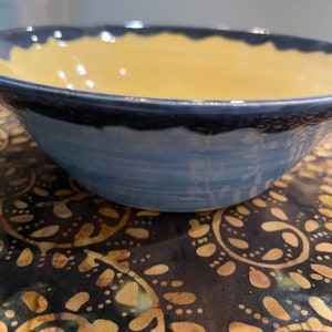 SUNSHINE Bowl - 6” Wide  Yellow & Blue Decorative Sm Cereal Bowl TJ8