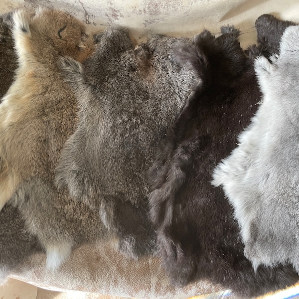 Whole Rabbit Fur Pelts Tanned Soft - Supplies