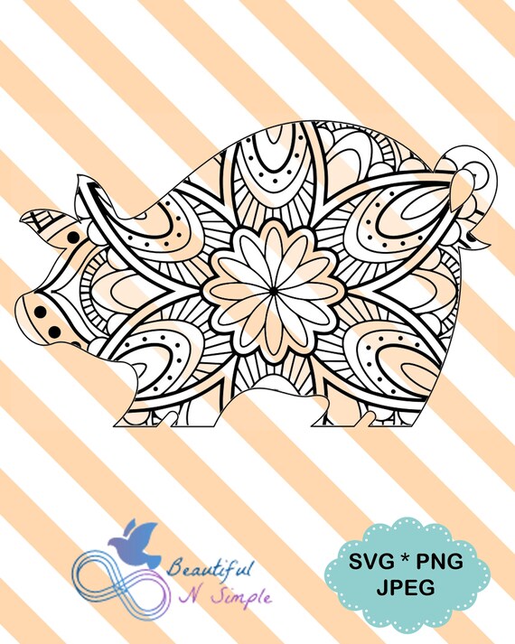Download Mandala Pig Freedom Zentangle Pig Piggy Piglet SVG PNG | Etsy