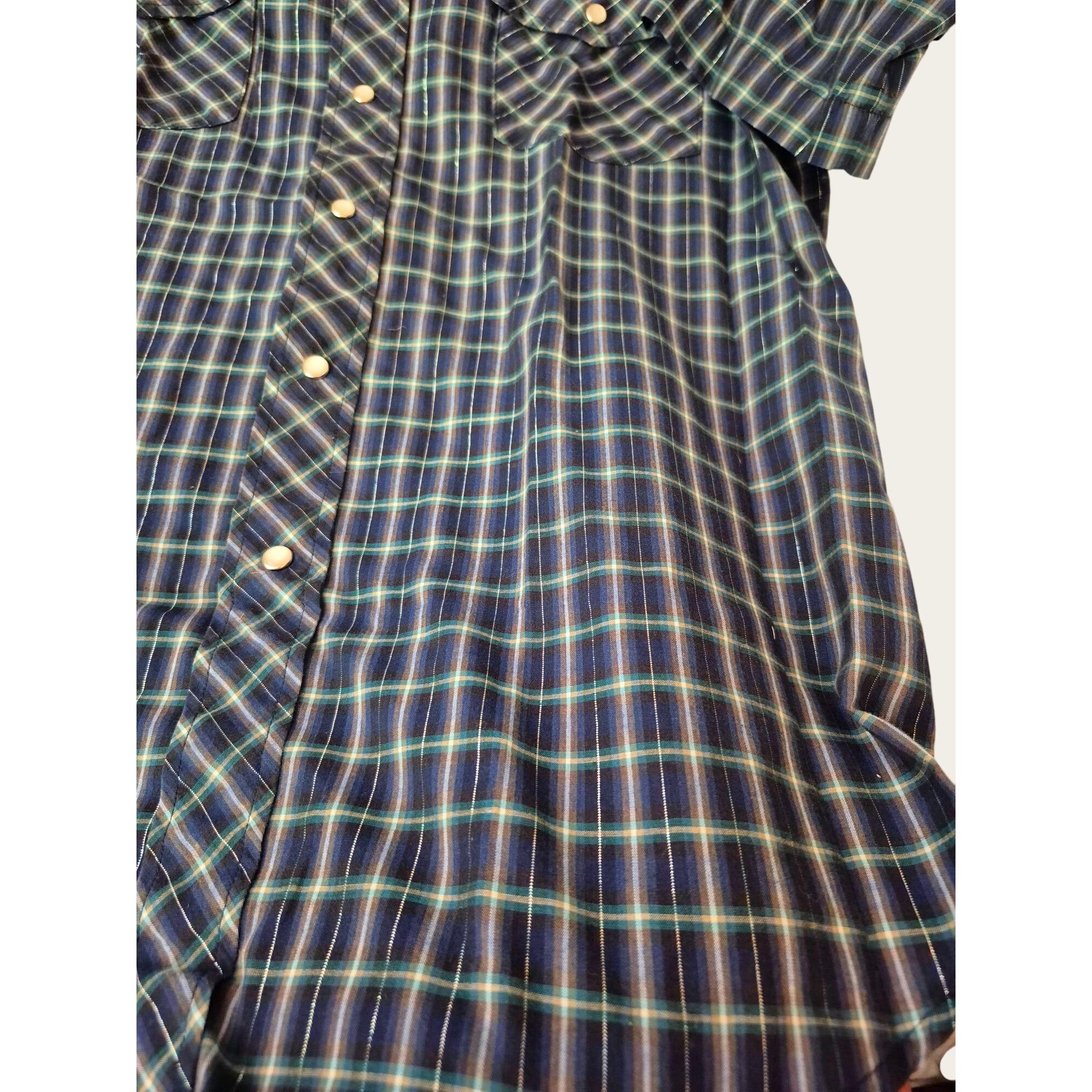 Chemise Western Roper Verte à Carreaux Imprimé Perle – Coton – Taille M – Occasion