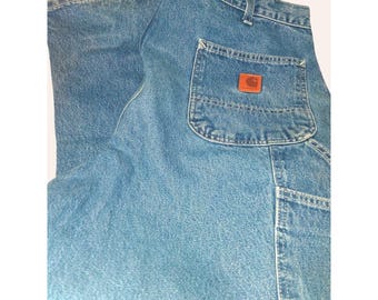 Carhartt Herren Jeans Carpenter Carpenter Jeans mit Werkzeug Tasche & Logo Aufnäher 38x30