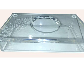 Pudełko na chusteczki "Bless You" z przezroczystym pleksiglasowym uchwytem i owalną pokrywką