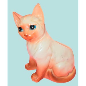 Napco Mcm Vintage Keramik-Pflanzgefäß mit Siamkatze, orange-cremefarben, blaue Augen, Kitsch