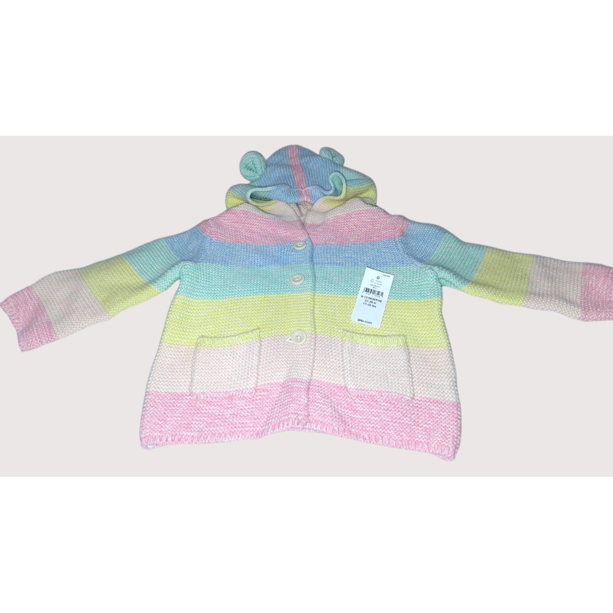 Baby Hooded Knit Cardigan With Ears by Gap 6-12 Months Rainbow