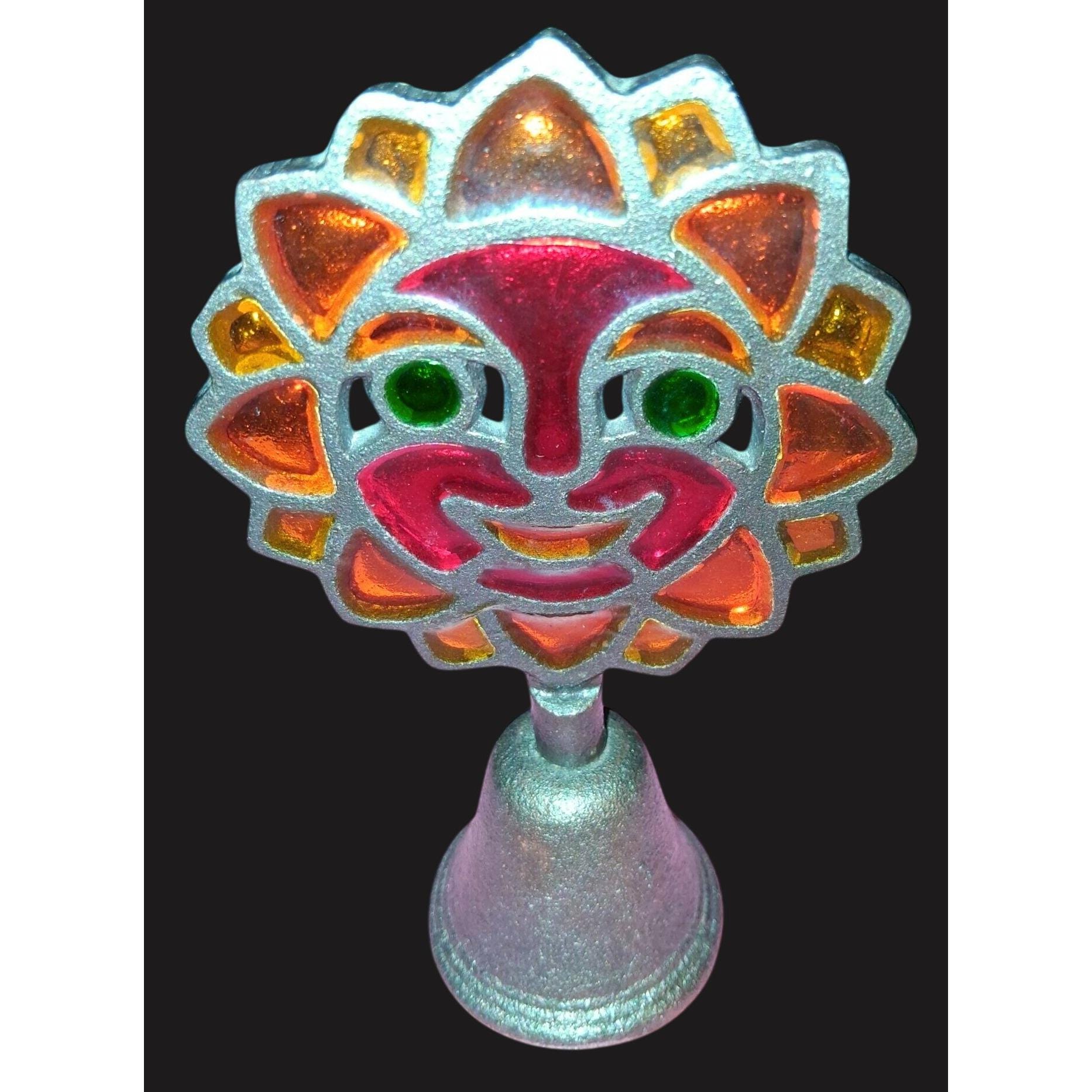 Stained Glass Sun Face Bell Knobler Taiwan 5.5