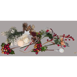 11 Vintage Christmas Floral Picks Set Wreath