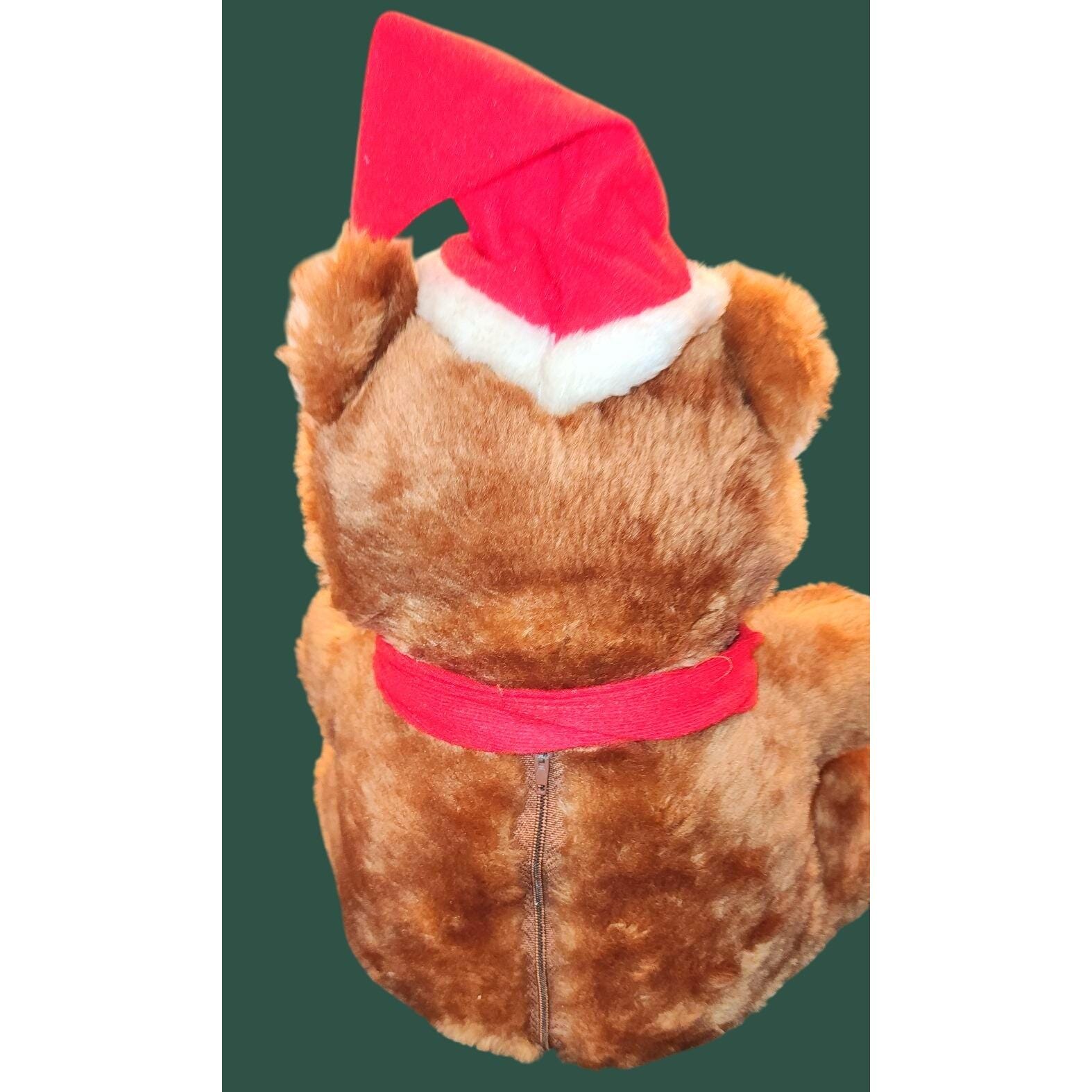 Vintage Christmas Teddy Bear Plush Toy Red Santa Hat & Scarf - Etsy