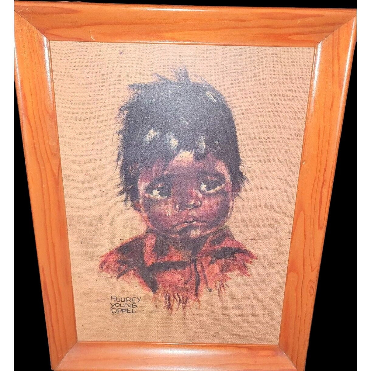 ヴィンテージのオードリー・ヤング・オッペルの額入りプリント、先住民