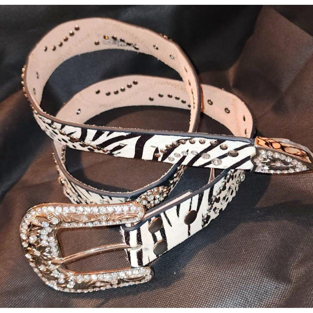 BNWT Nocona Western Bling Zebra Print Rhinestone Studded  display picture 3