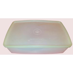 Vintage Tupperware Rectangle Storage Container With Lid - Creamy White Durable Plastic Multipurpose Kitchen Organization