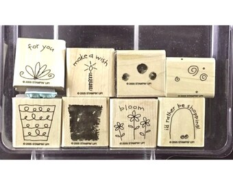 Stampin' Up Fun Filled Set of 8 Wood Mounted Rubber Stamps 2005 Retired