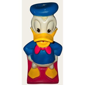 Vintage Donald Duck Rubber Coin Bank Figurine Collectible Toy