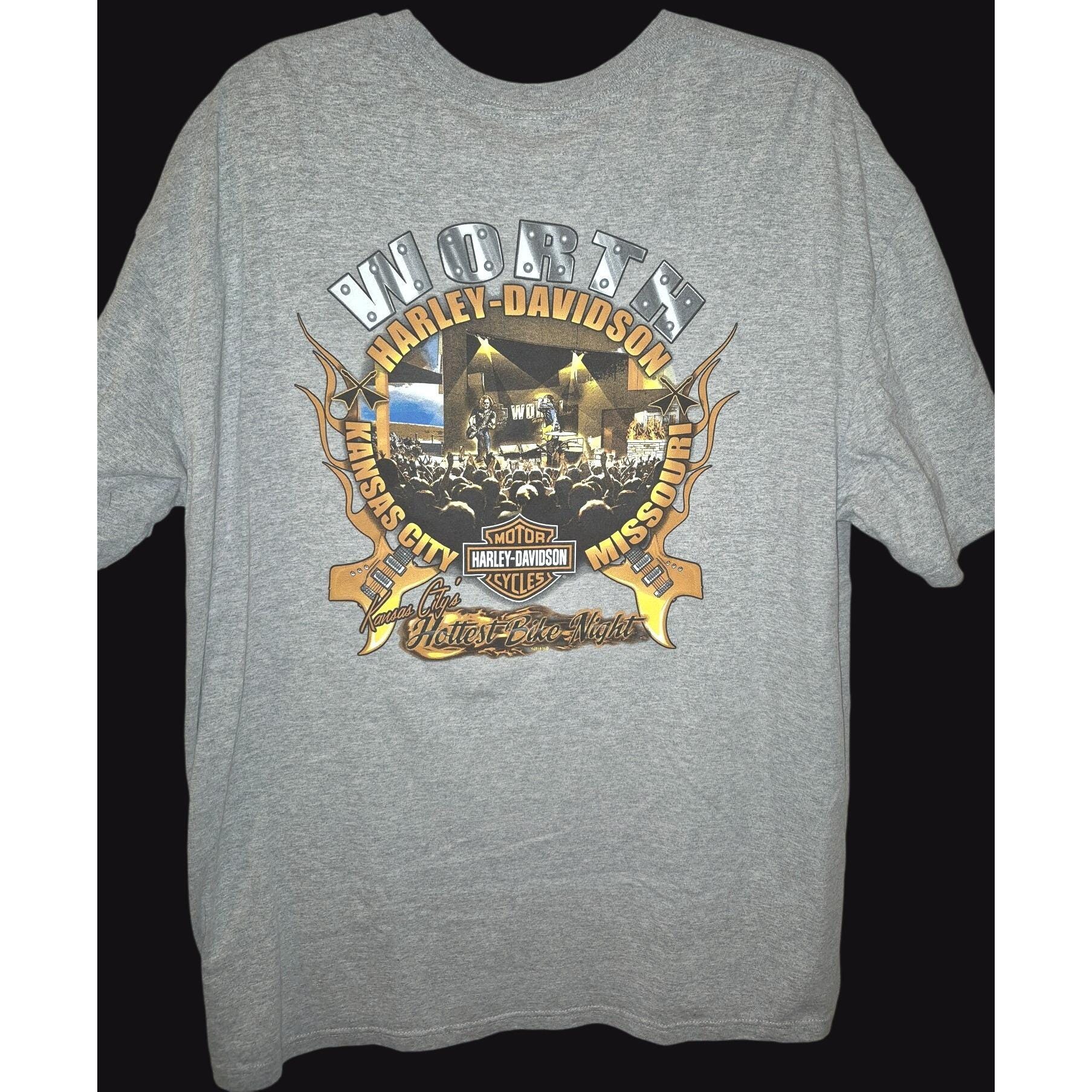 Harley-davidson Worth Kansas City MO Gray Graphic T-shirt 2XL Mens
