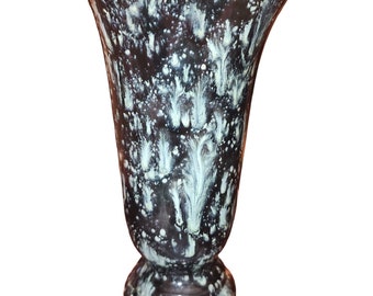 Vintage MCM Schwarz 12" Neongelb (Leuchtet) Tropfglasur Keramik