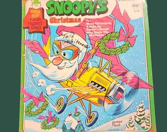 Disco de vinilo de 7" de Navidad de Snoopy de Peter Pan Records