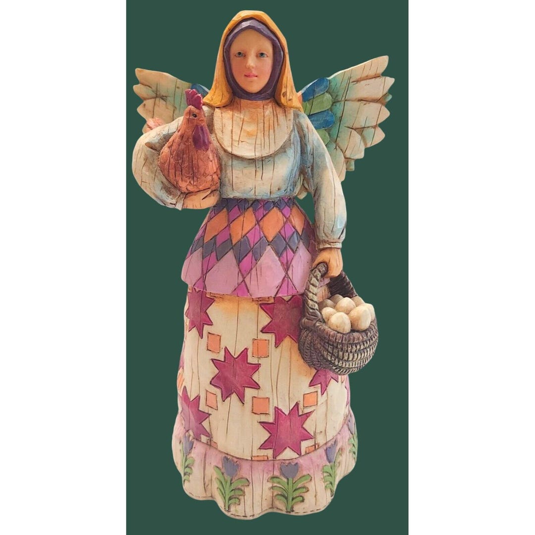 Jim Shore – Decorazione Da Appendere A Forma Di Angelo, Heartwood Creek, Resina Di Pietra, Altezza 10,8 Cm