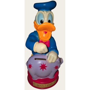Donald Duck Vintage Plastic Coin Bank