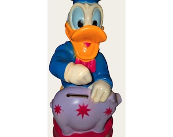 Donald Duck Vintage Plastic Coin Bank