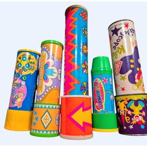 Vintage Colorful Assorted Kaleidoscopes Set Of 5 With Unique Patterns & Designs