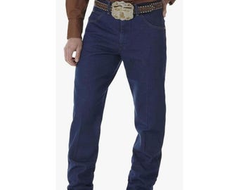 Wrangler 44x32 Mens Cowboy Cut Regular Fit Jeans  Dark Blue Denim new