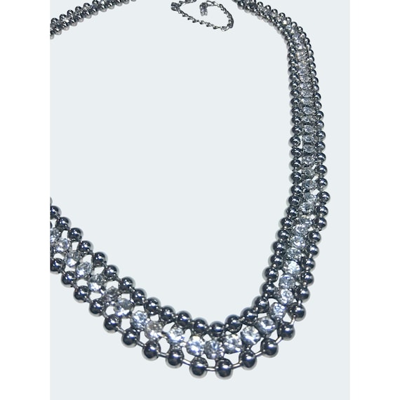 Rhinestone Silver-Tone Adjustable Layered Necklac… - image 3