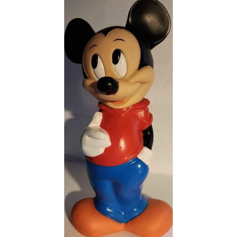 Vintage ILLCO Mickey Mouse Piggy Bank Walt Disney Company Vinyl Plastic Coins 13 Sfpf Home 10 Etsy