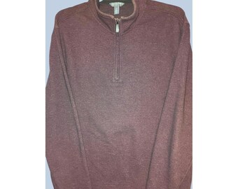Jersey Van Heusen con media cremallera para hombre Jersey grande de mezcla de algodón burdeos acanalado