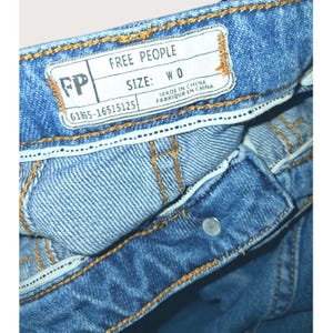 Free People Womens Wide-Leg Flare Bell Bottoms Jeans Size 0 Frayed Hem Blue Denim image 5