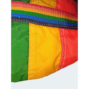 Vintage Rainbow Striped Drawstring Backpack Adjustable Straps Spacious Interior image 9
