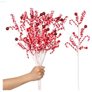 12PCS Christmas Tree Decoration Red/White Christmas Decor Picks NEW