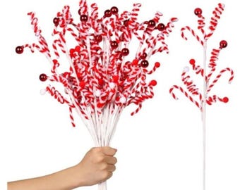 12PCS Christmas Tree Decoration Red/White Christmas Decor Picks NEW