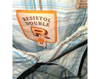 Chemise boutonnée à double carreaux Resistol M Mélange de coton pour homme