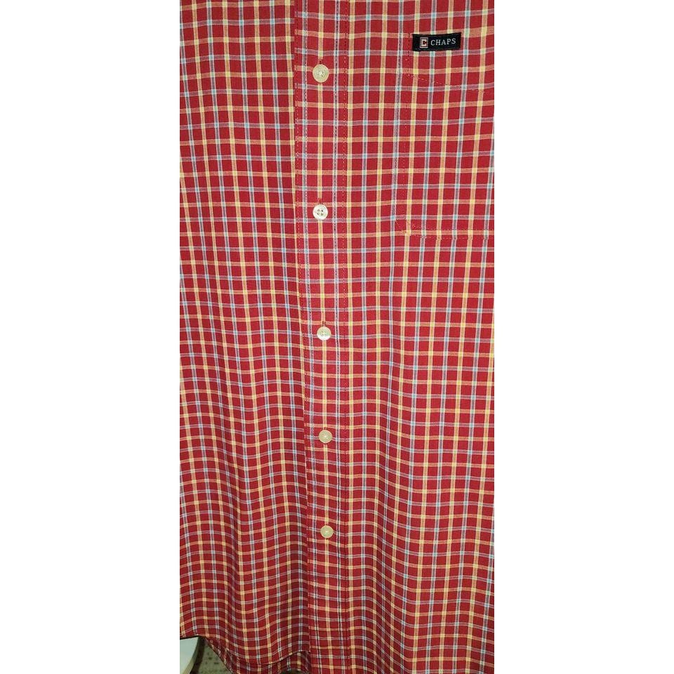 Chemise Homme Chaps Rouge à Carreaux - Taille L, Manches Longues - Coton Mélangé - Occasion Très Bon état