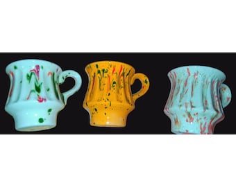 Ensemble de 3 tasses vintage en céramique émaillée goutte à goutte