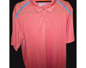 Nike Golf Dri-Fit Tour Performance Polo Shirt Orange Heather W/ Gray Accents Large