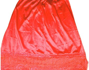 Cabernet Vintage Leuchtend Roter Slip Seitenschlitz Spitze Akzent Made USA•Q6