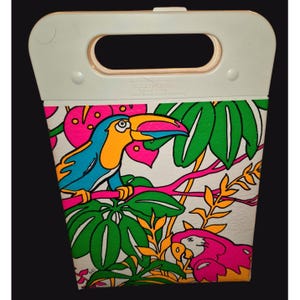 Vintage Koolit Corp Tropical Parrot & Toucan Insulated Lunch Tote Bag NOS Kitschy