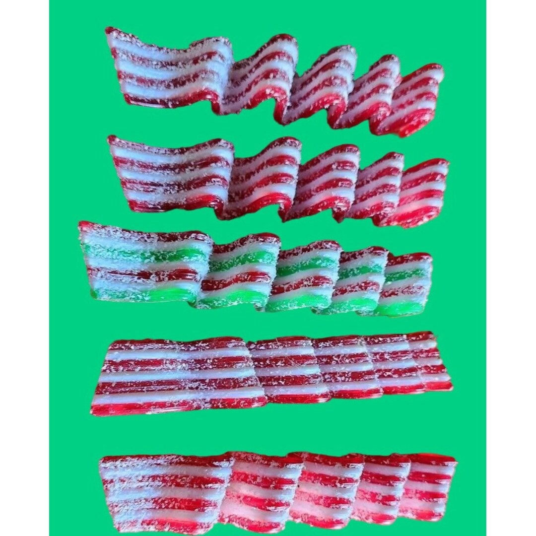 Vintage Lot of 5 Red&green Frosted Plastic Ribbons Candy Novelty