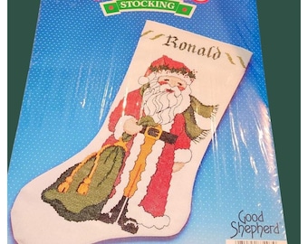 Old Time Santa Counted Cross Stitch Kit #87027 Christmas Stocking 1988 By Good Shepherd