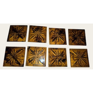 Vintage Amber Lucite Duracite Coasters Set Of 8 With Box Mcm