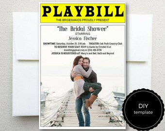 playbill broadway template for rehearsal dinner program etsy