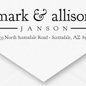 Auto-encreurs adresse tampon avec esperluette, tampon adresse mariage, cadeau de fiançailles, cadeau de pendaison de crémaillère, cartes de remerciement, 5 couleurs d’encre