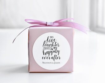 Love Laughter and Happily Ever After Wedding Stickers, Wedding Favor Stickers, Envelope Stickers - 2 inch - set of 20 stickers