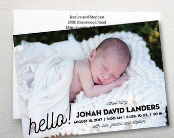 Photo Baby Announcement, Thank You Card, 5x7 Flat Card